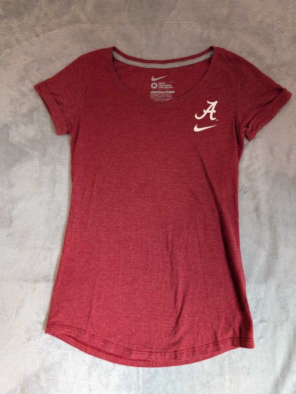 Nike Women's M Alabama Crimson Tide Heather Red Slim Fit Scoop Neck T-Shirt